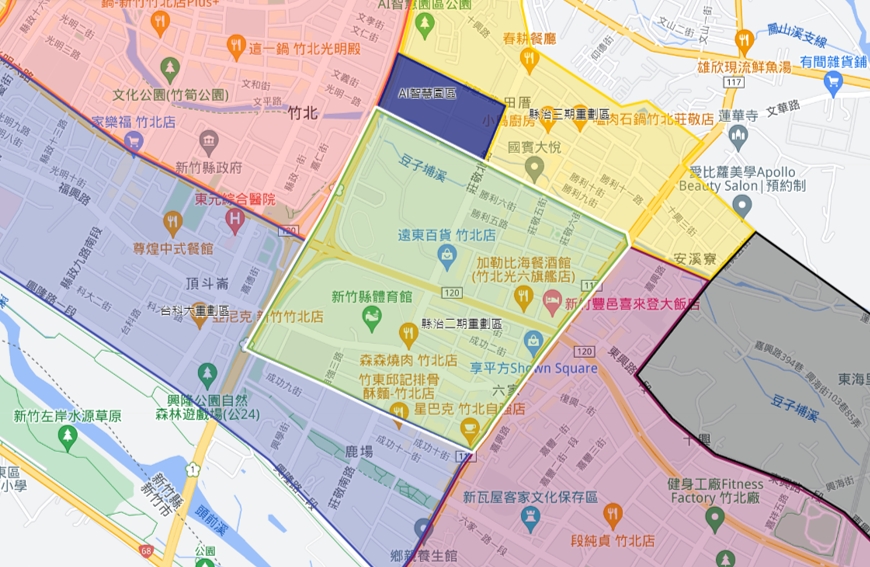 竹北市區域地圖，縣治二期